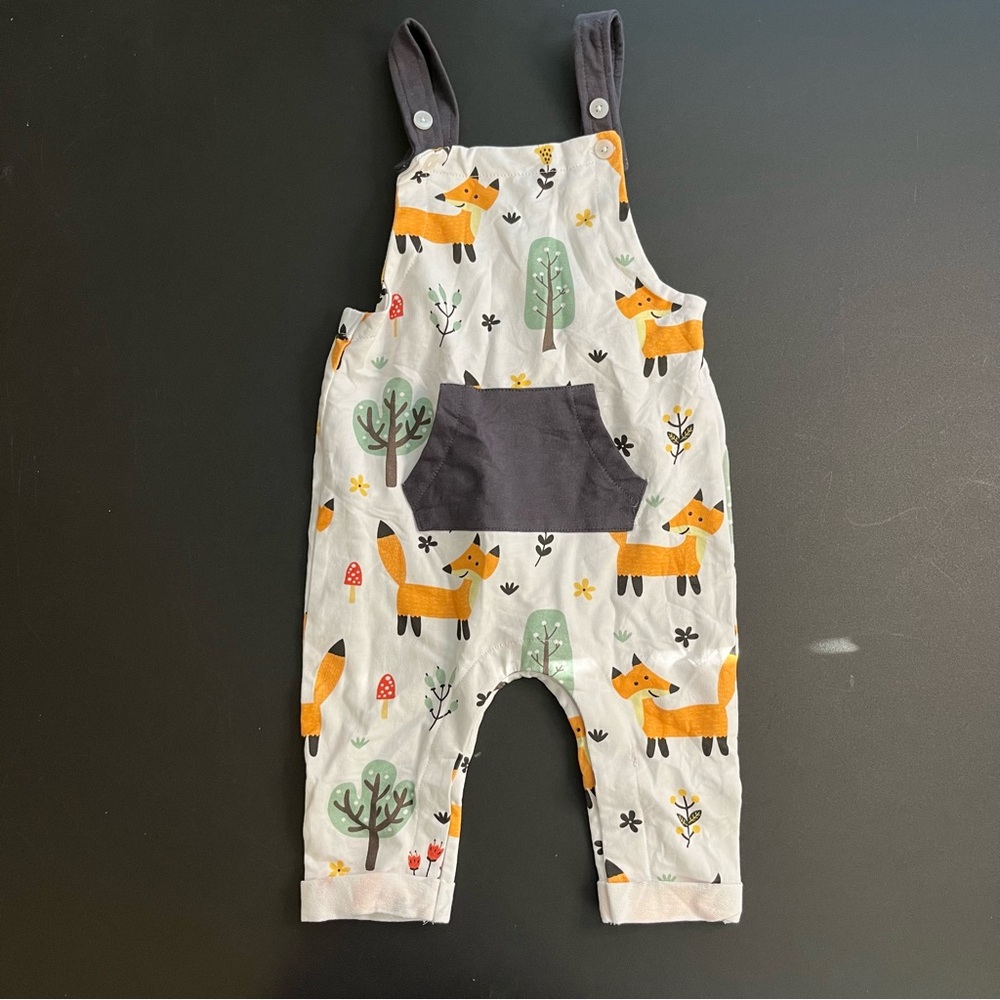 Peppy Mini fox/woodland Overalls size 12 Months